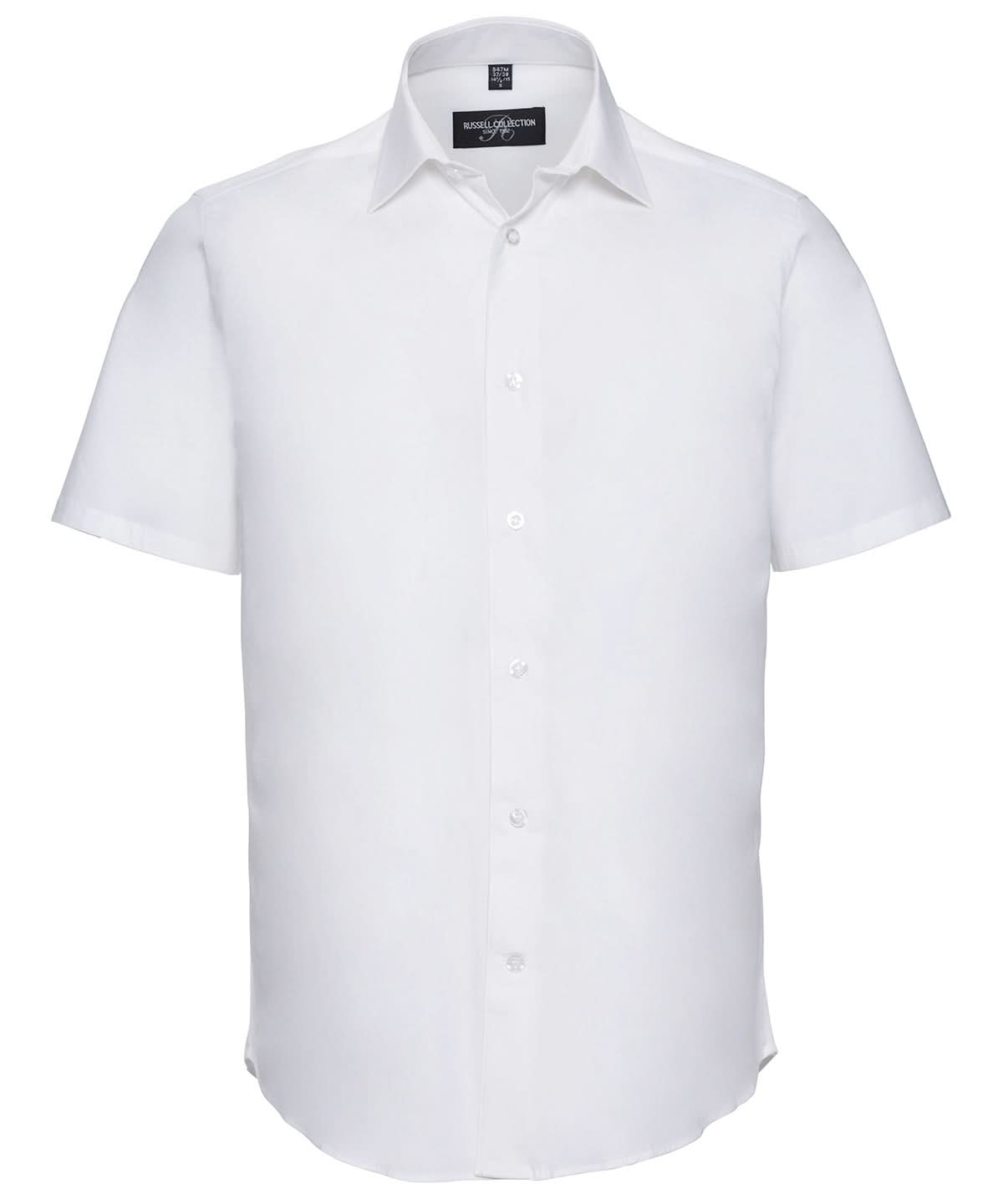 Russell Collection Short sleeve easycare fitted shirt J947M - White - Customisable Shirts