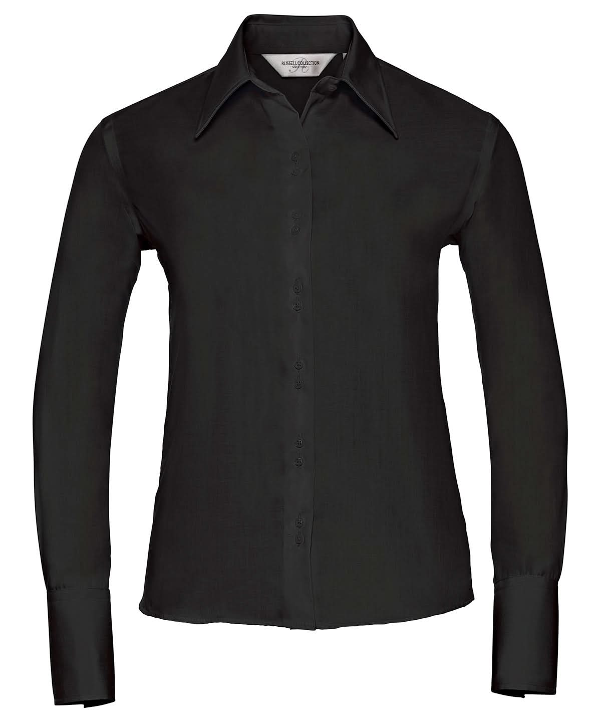 Russell Europe Womens long sleeve ultimate non iron shirt J956F - Black - Customisable Shirts