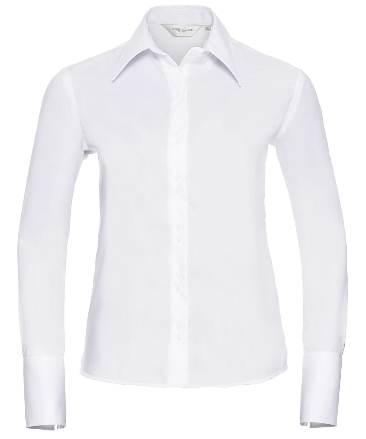 Russell Europe Womens long sleeve ultimate non iron shirt J956F - White - Customisable Shirts