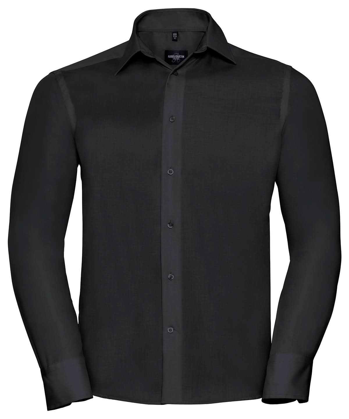 Russell Collection Long sleeve tailored ultimate non iron shirt J958M - Black - Customisable Shirts
