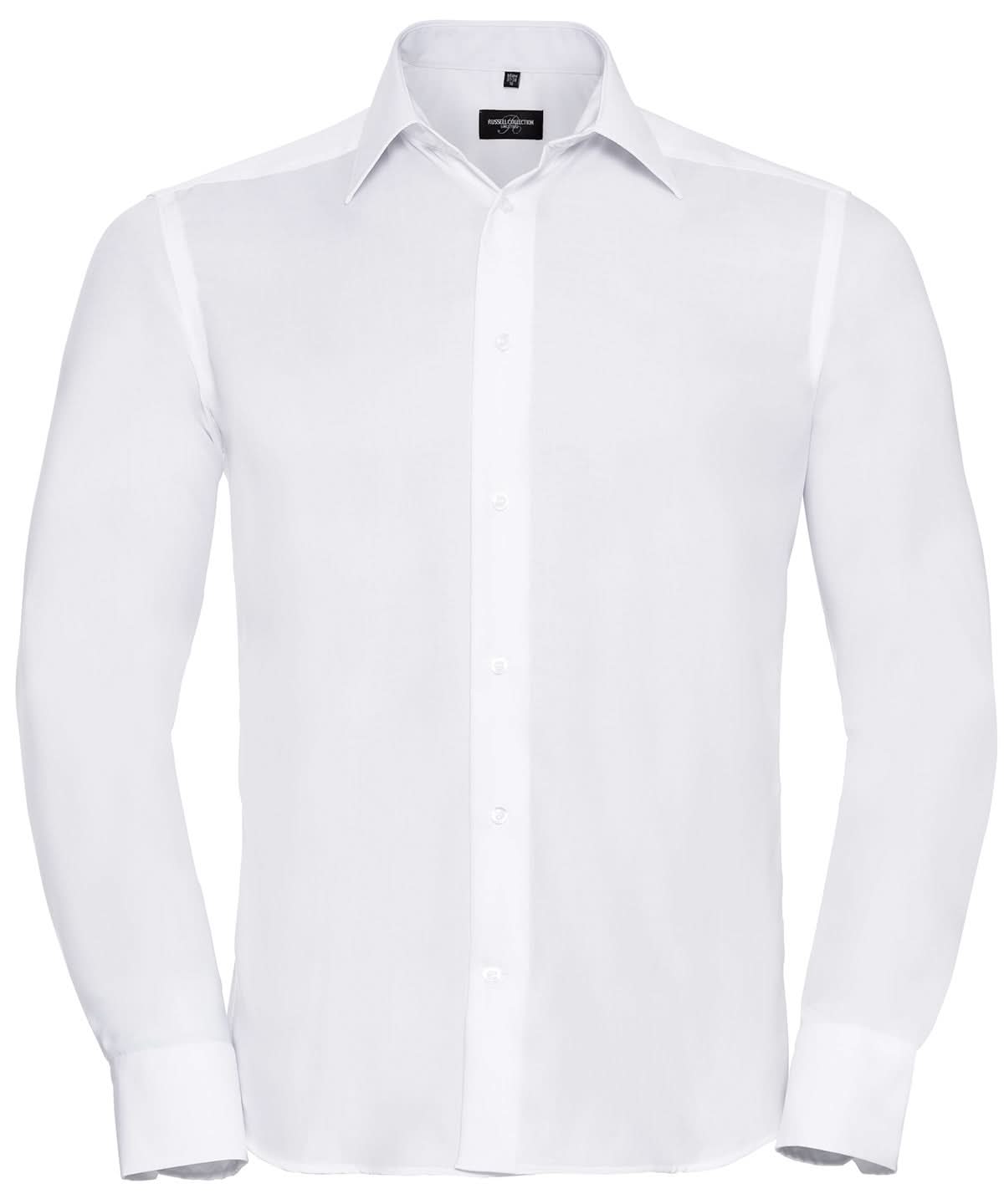 Russell Collection Long sleeve tailored ultimate non iron shirt J958M - White - Customisable Shirts