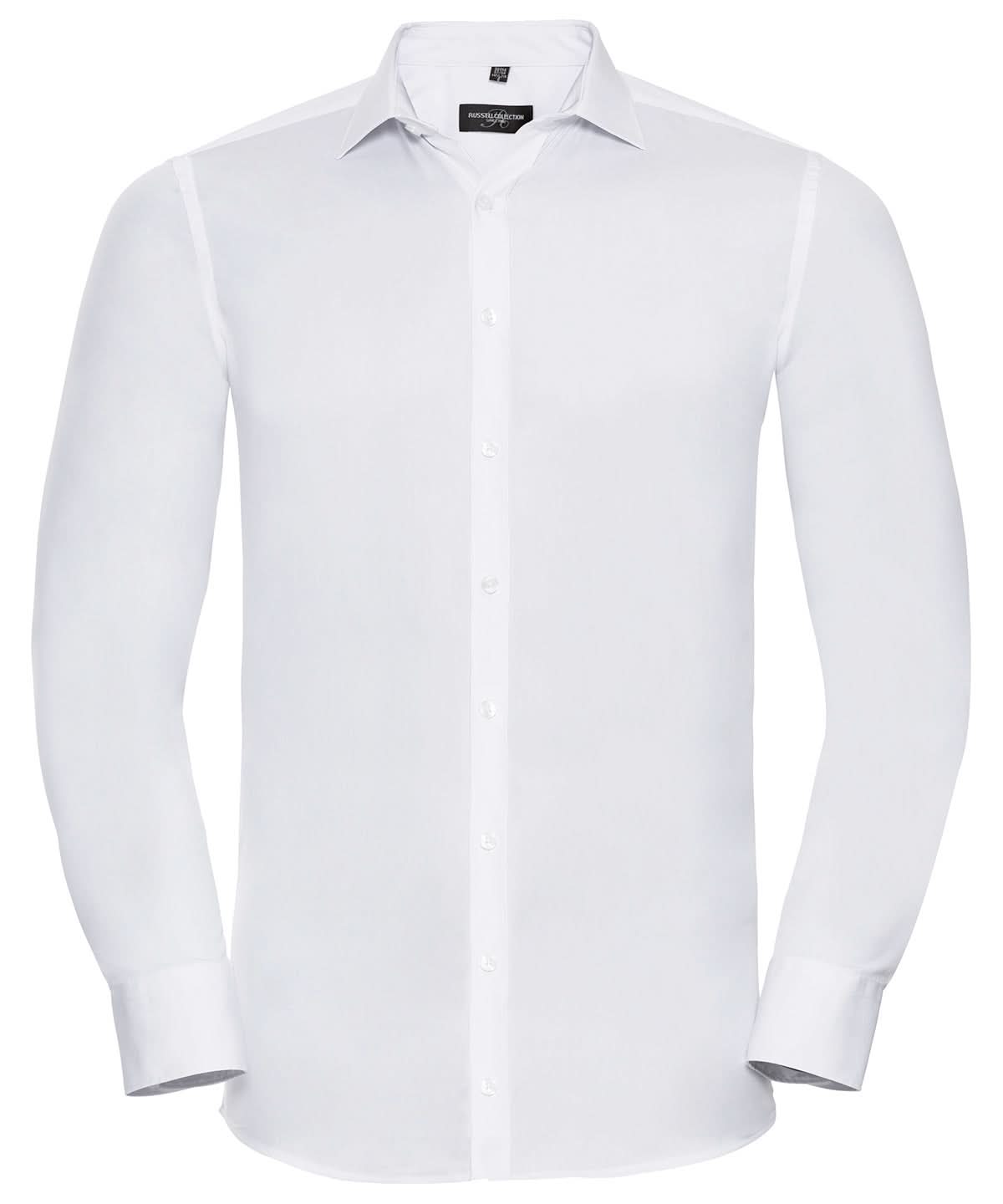 Russell Collection Long sleeve ultimate stretch shirt J960M - White - Customisable Shirts