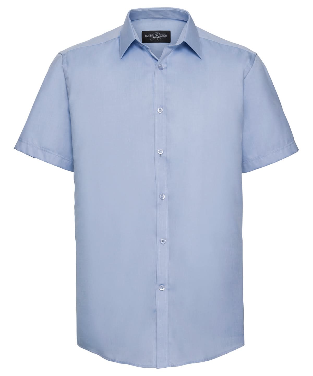 Russell Collection Short sleeve herringbone shirt J963M - Light Blue - Customisable Shirts