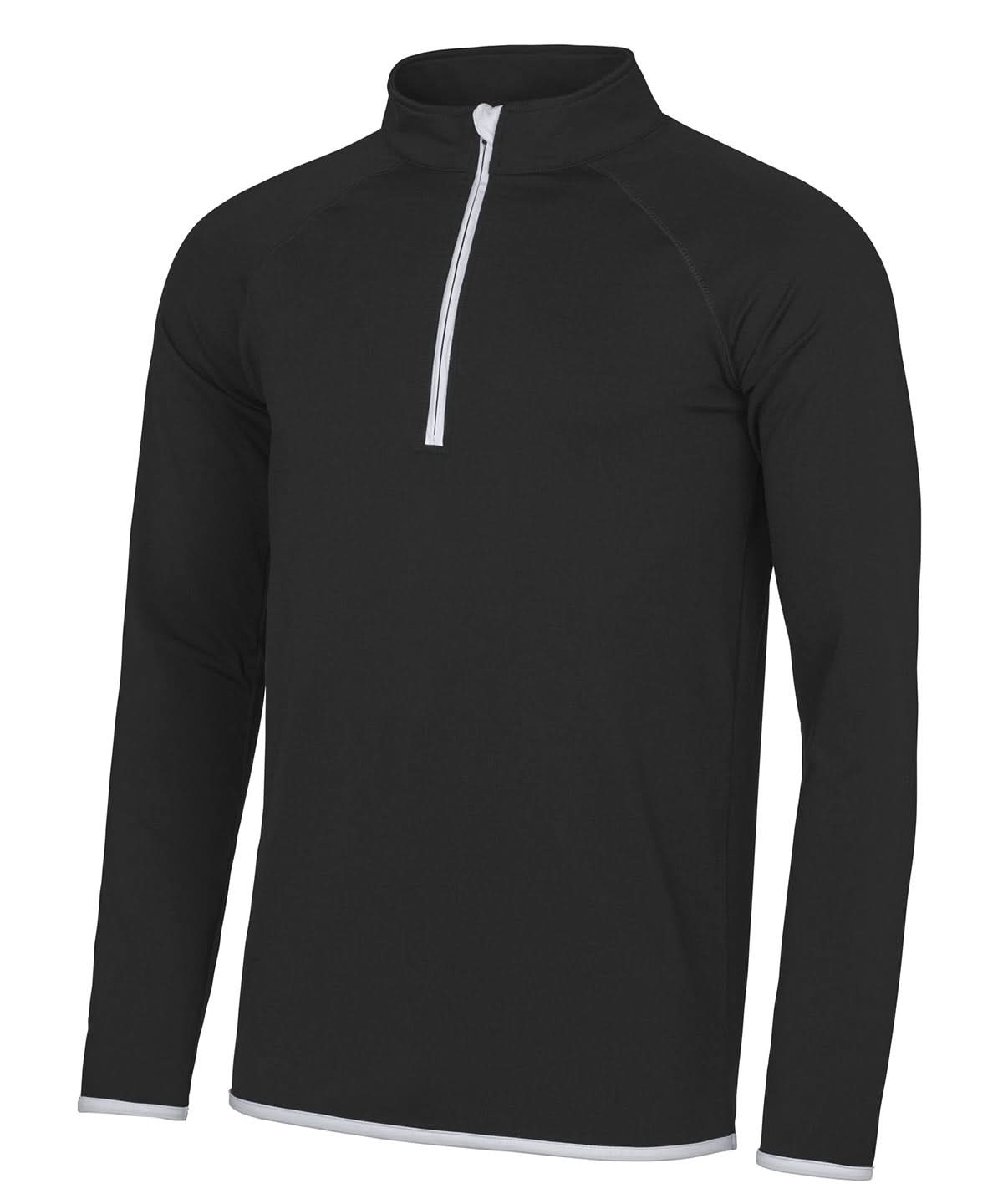 AWDis Just Cool Cool zip sweatshirt JC031 - Jet Black Arctic White - Customisable Sweatshirts