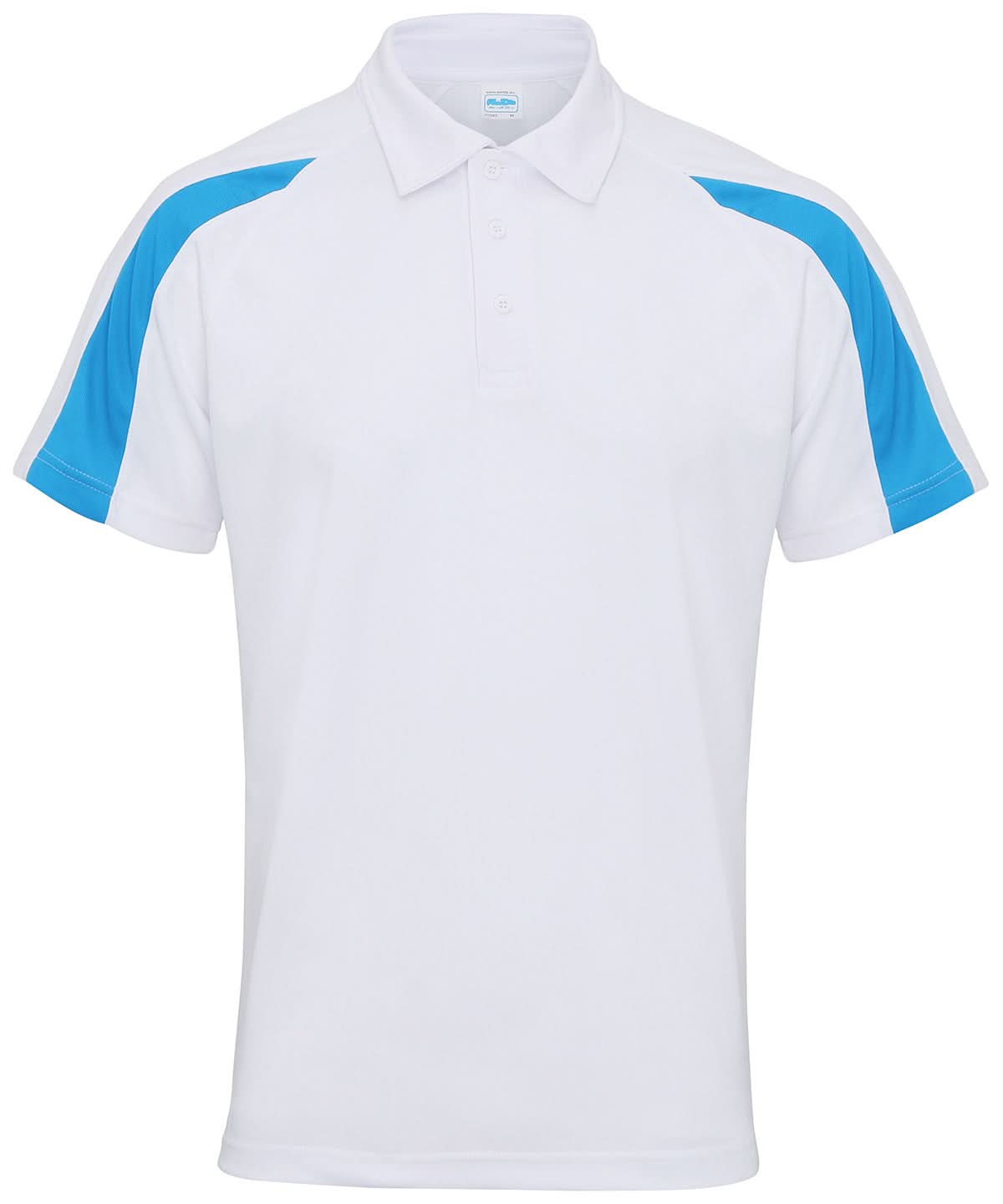 Awdis Just Cool Contrast Polo JC043 - Arctic White Sapphire Blue - Customisable Polos