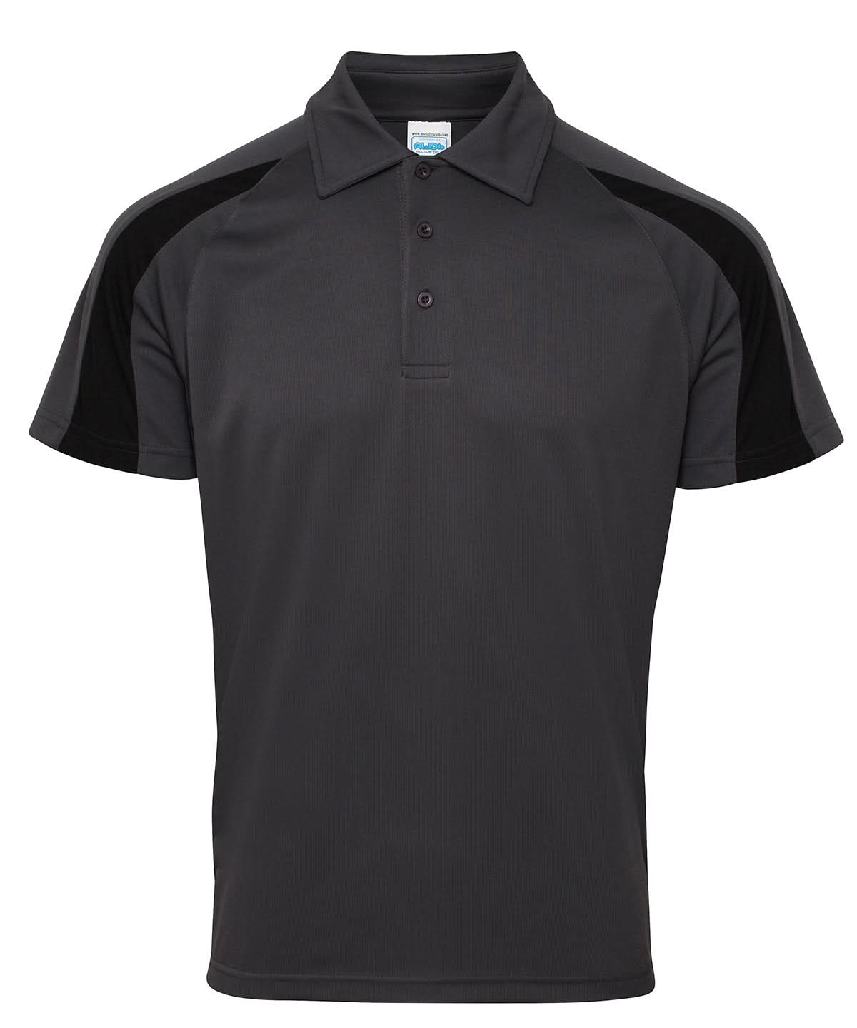AWDis Just Cool Contrast cool polo JC043 - Charcoal Jet Black - Customisable Polos