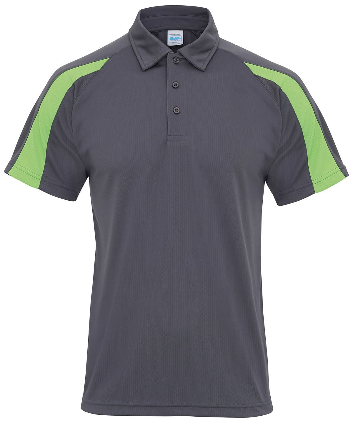 AWDis Just Cool Contrast cool polo JC043 - Charcoal Lime Green - Customisable Polos