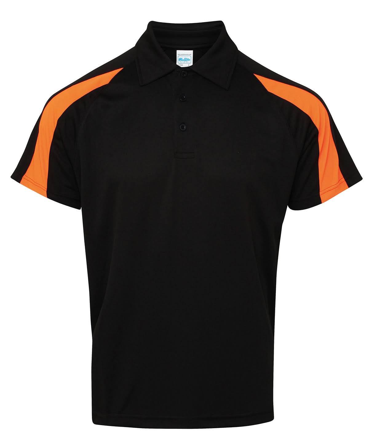 AWDis Just Cool Contrast cool polo JC043 - Jet Black Electric Orange - Customisable Polos