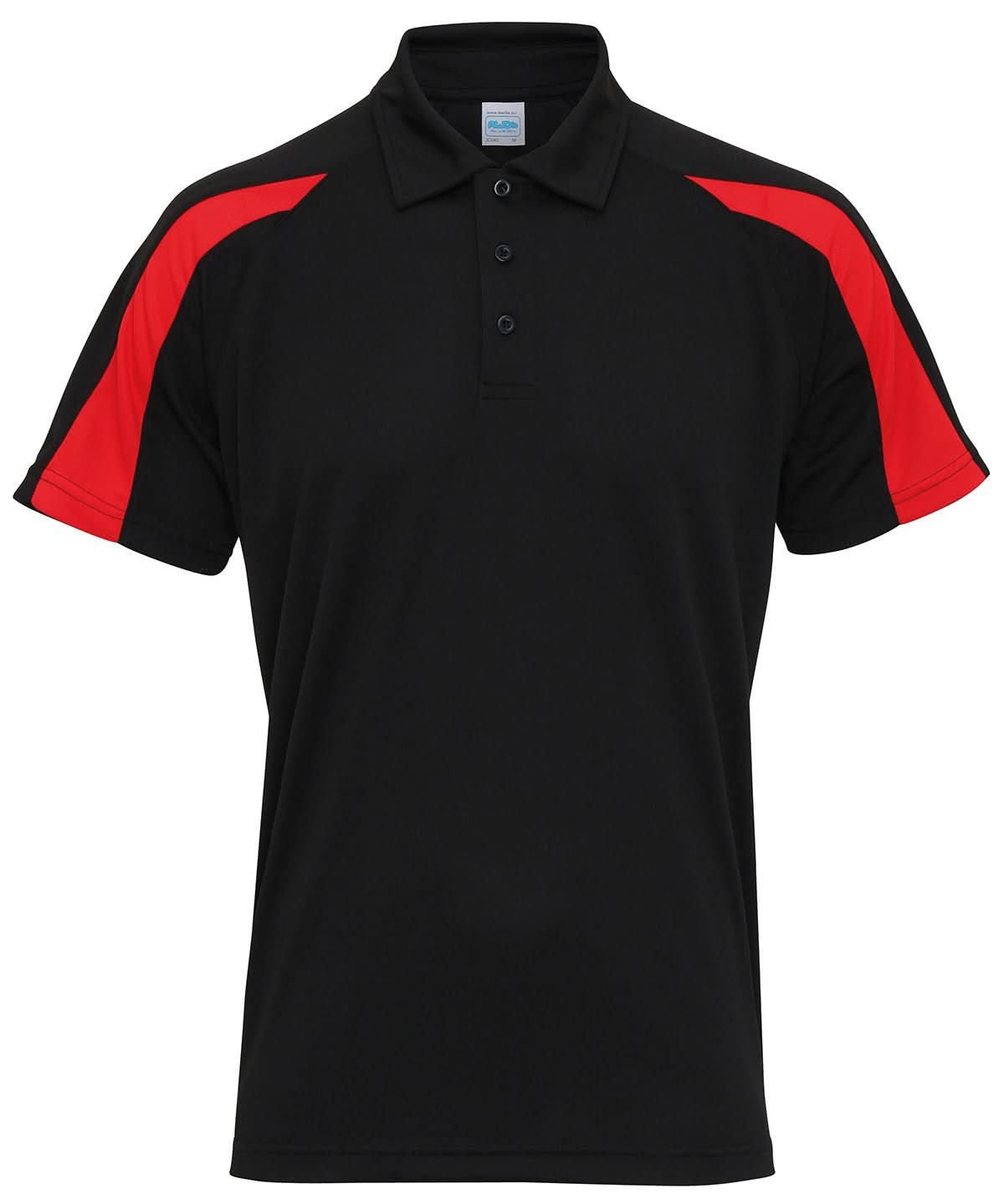 AWDis Just Cool Contrast cool polo JC043 - Jet Black Fire Red - Customisable Polos
