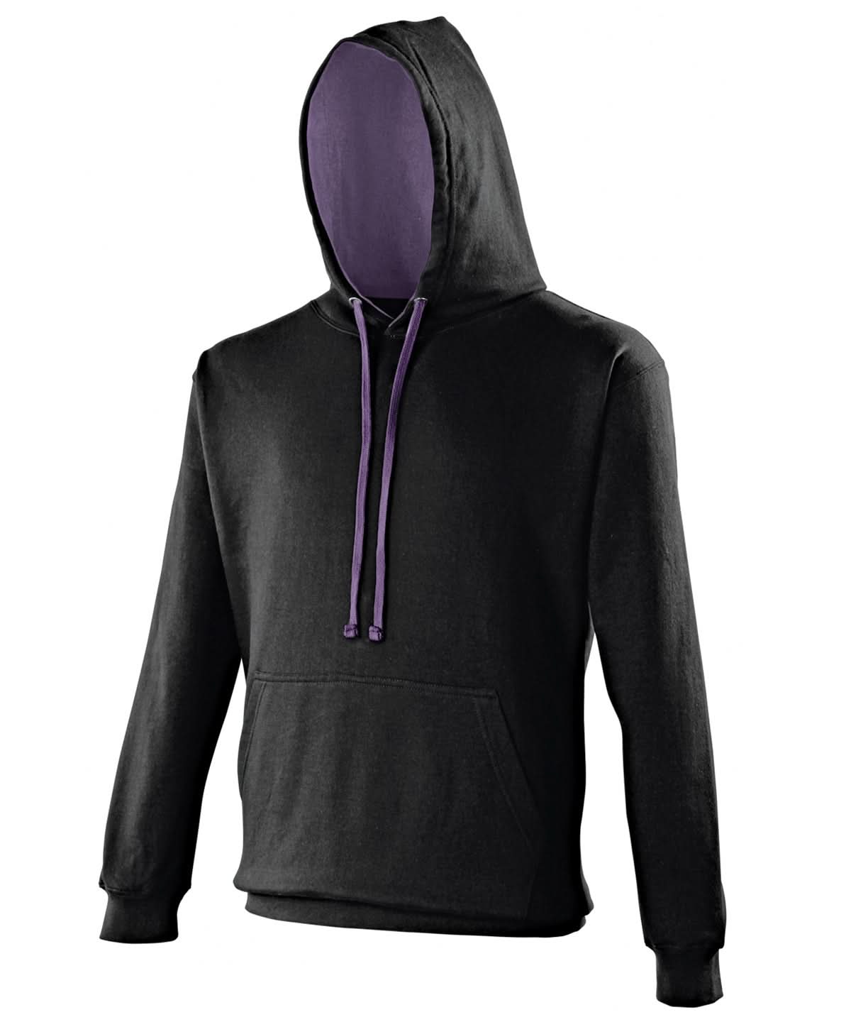 AWDis Just Hoods Varsity Hoodie Jet Blackpurple JH003 - Jet Blackpurple - Customisable Hoodies
