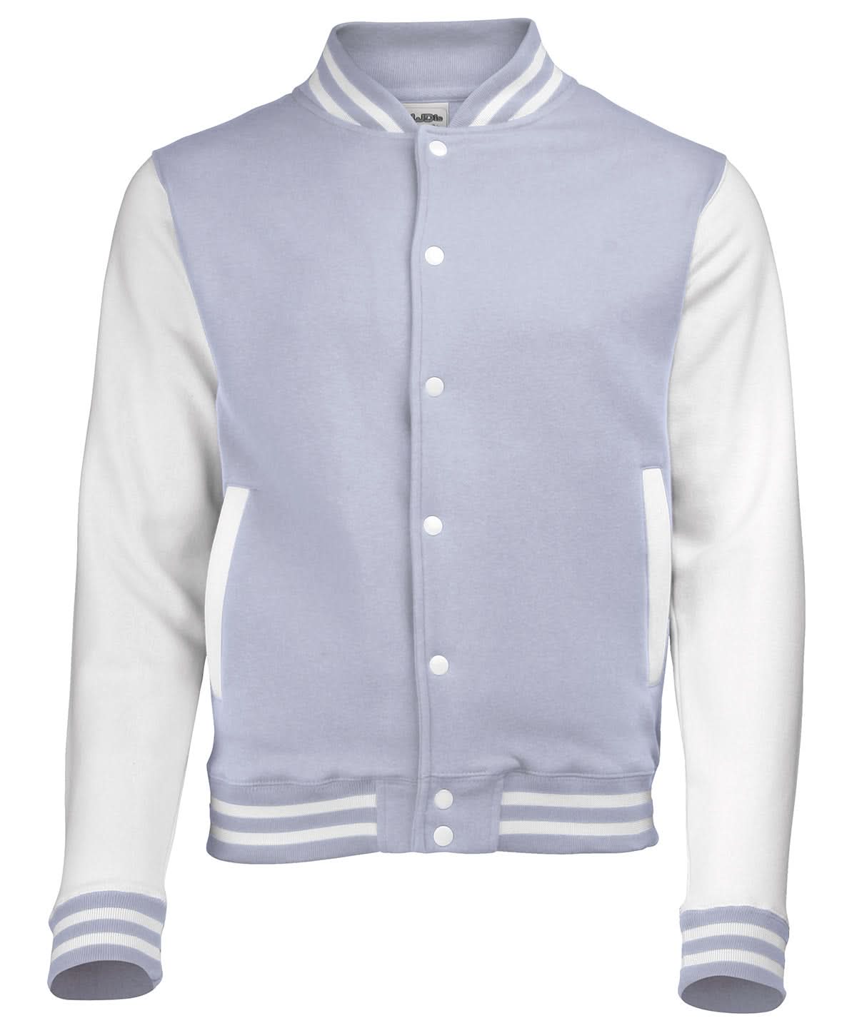 AWDis Just Hoods Varsity jacket JH043 - Heather Grey White - Customisable Jackets