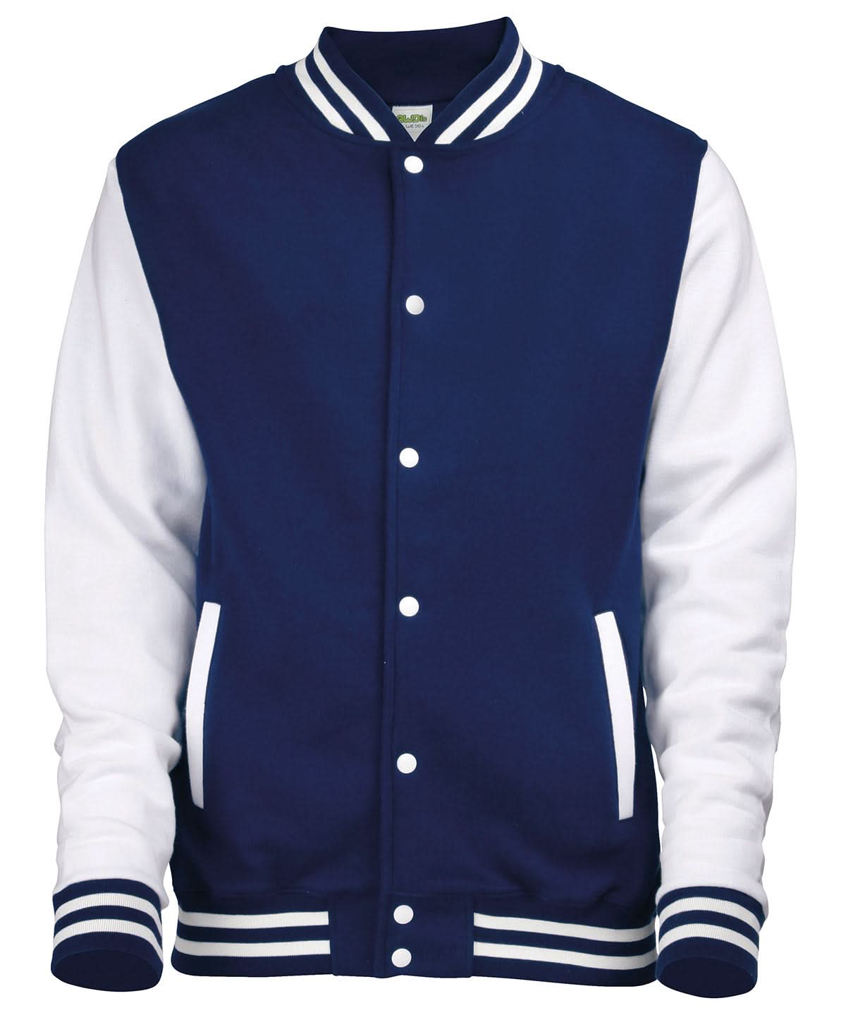 AWDis Just Hoods Varsity jacket JH043 - Oxford Navy White - Customisable Jackets