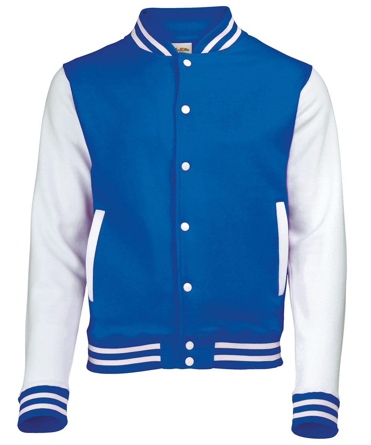 AWDis Just Hoods Varsity jacket JH043 - Royal Blue White - Customisable Jackets