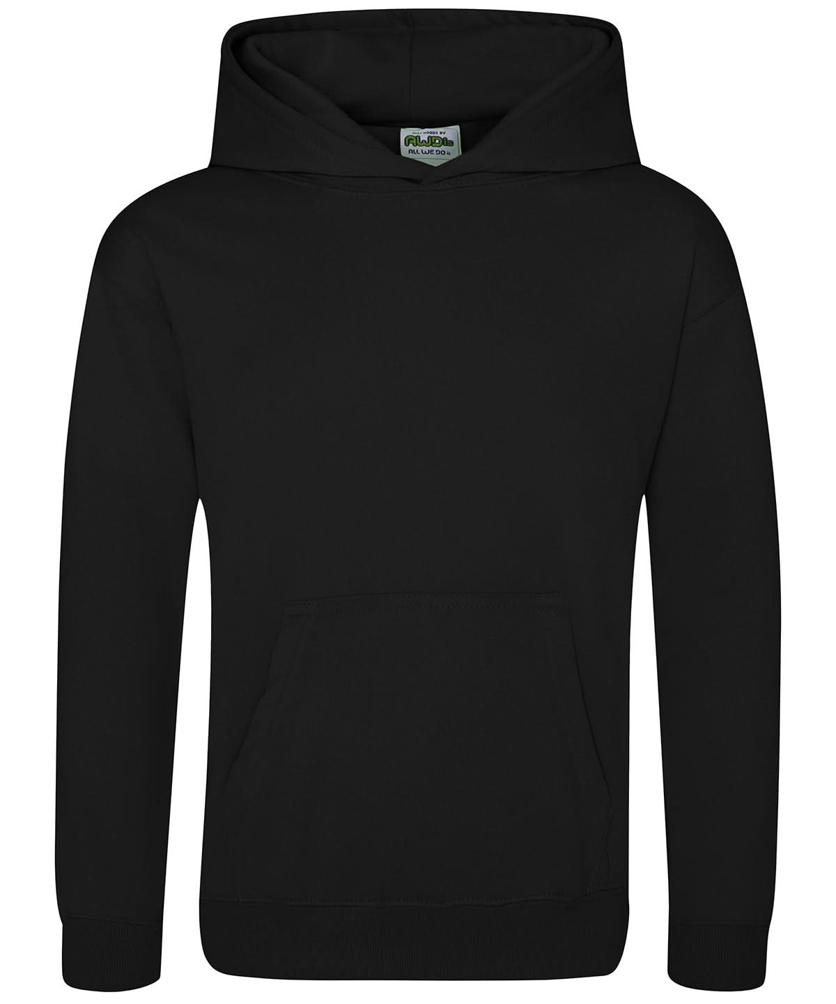 AWDis Just Hoods Kids sports polyester hoodie JH06J - Jet Black - Customisable Hoodies