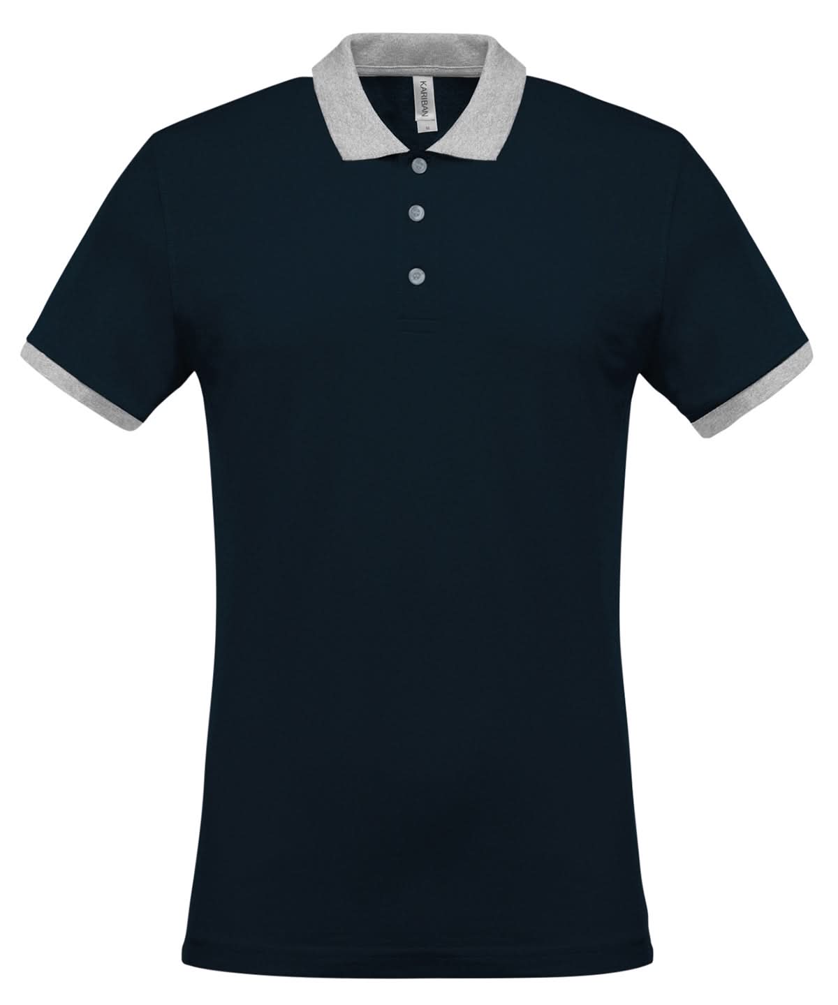 Kariban Two tone piqu polo shirt KB258 - Navy Oxford Grey - Customisable Polos