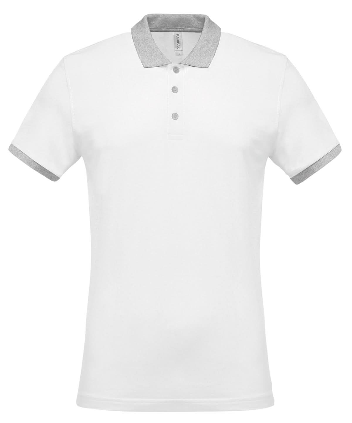 Kariban Two tone piqu polo shirt KB258 - White Oxford Grey - Customisable Polos