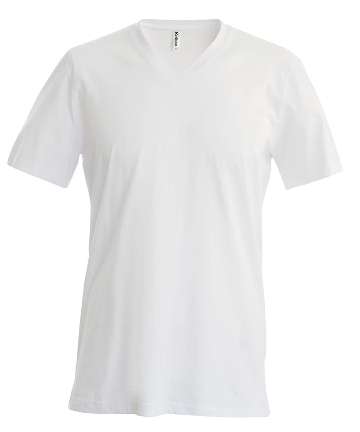 Kariban Mens short sleeved V neck T shirt KB357 - White - Customisable T-Shirts