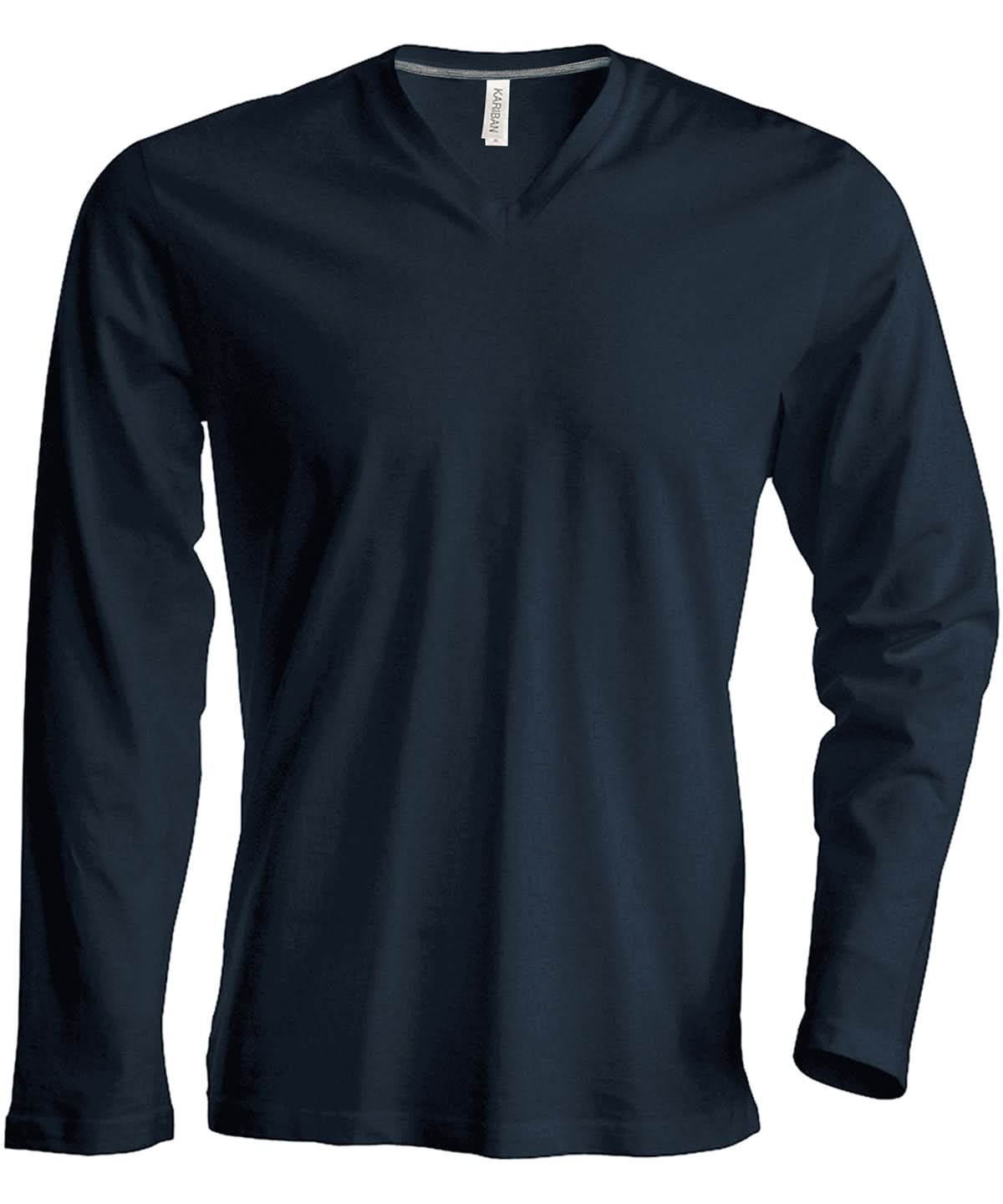 Kariban Mens long sleeved V neck T shirt KB358 - Dark Grey - Customisable T-Shirts