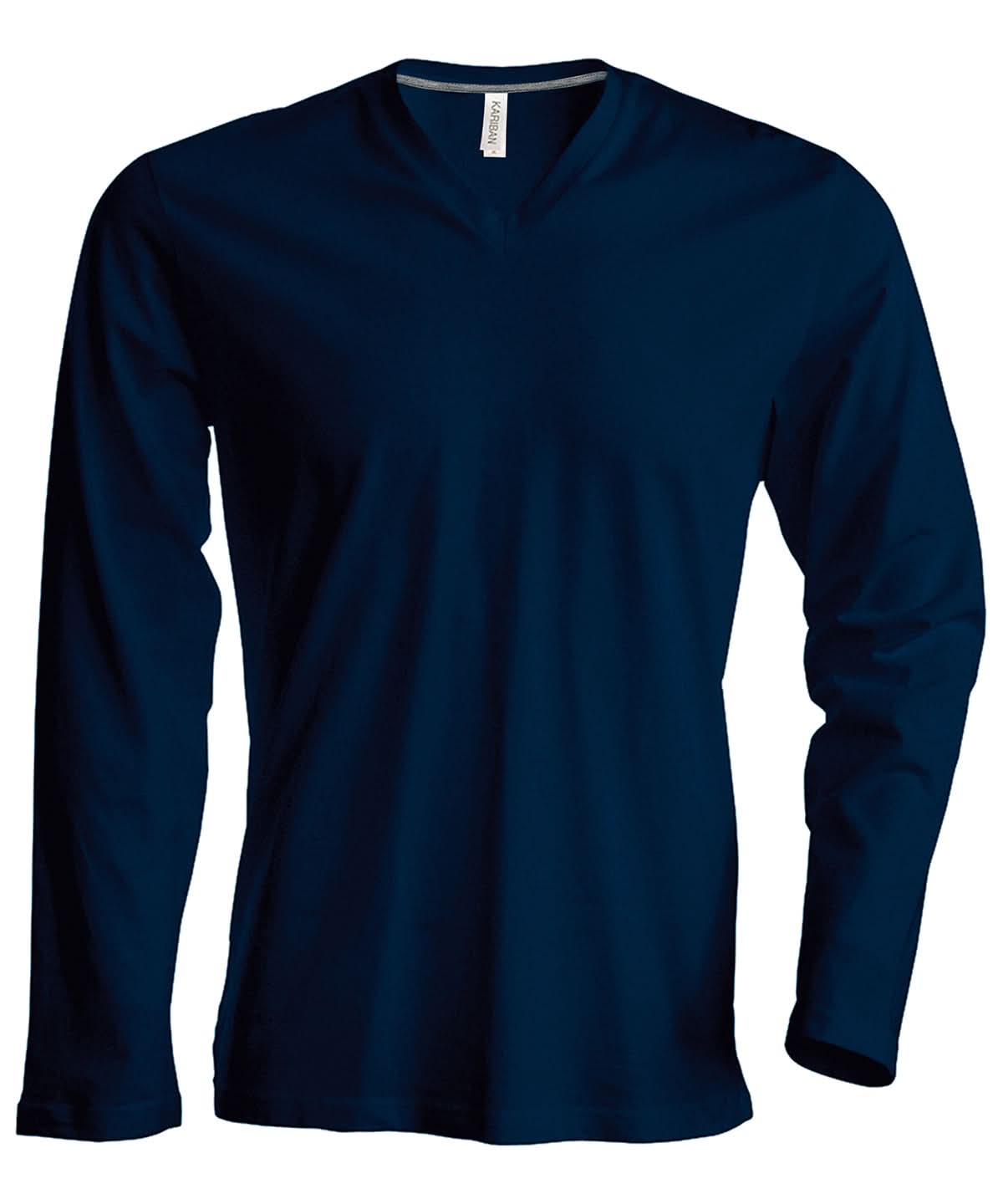 Kariban Mens long sleeved V neck T shirt KB358 - Navy - Customisable T-Shirts