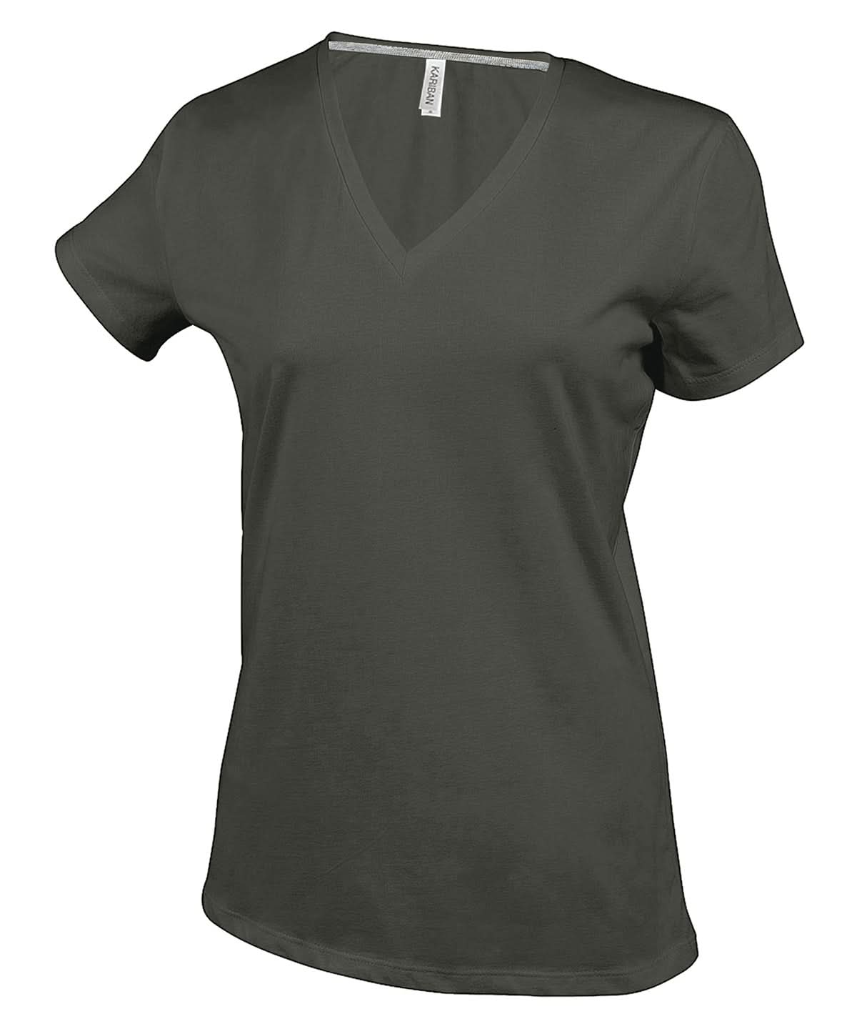 Kariban Ladies short sleeved V neck T shirt KB381 - Khaki - Customisable T-Shirts