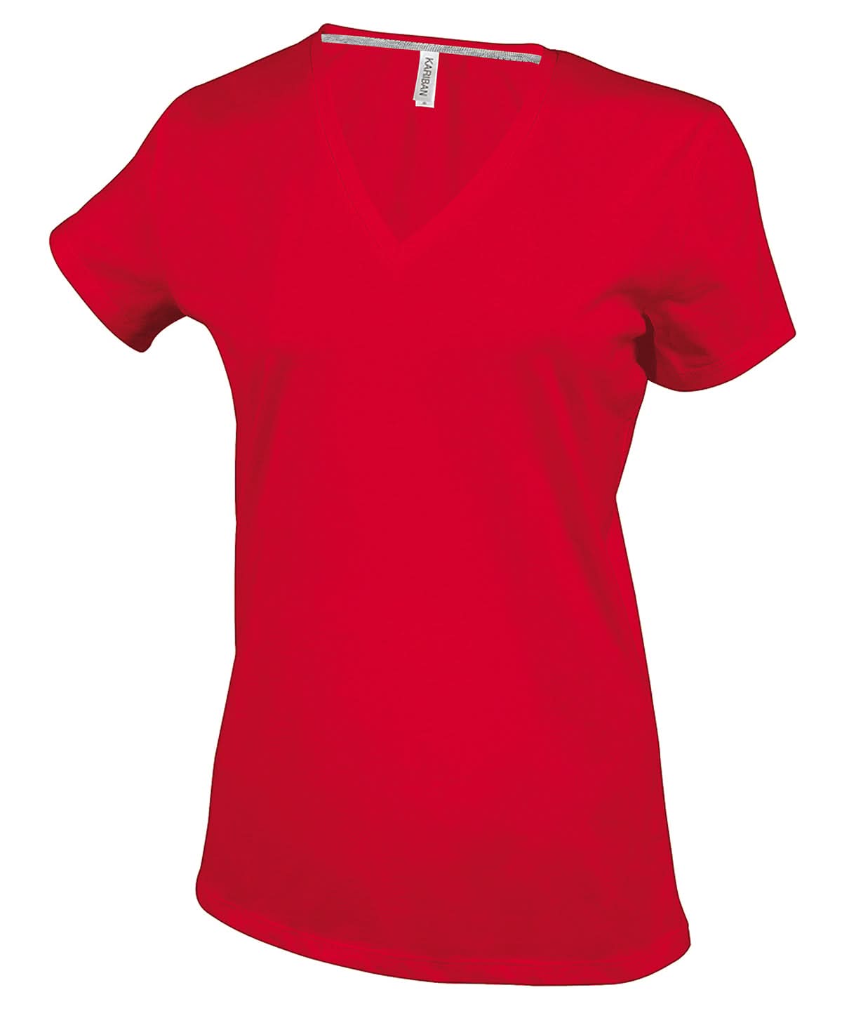 Kariban Ladies short sleeved V neck T shirt KB381 - Red - Customisable T-Shirts