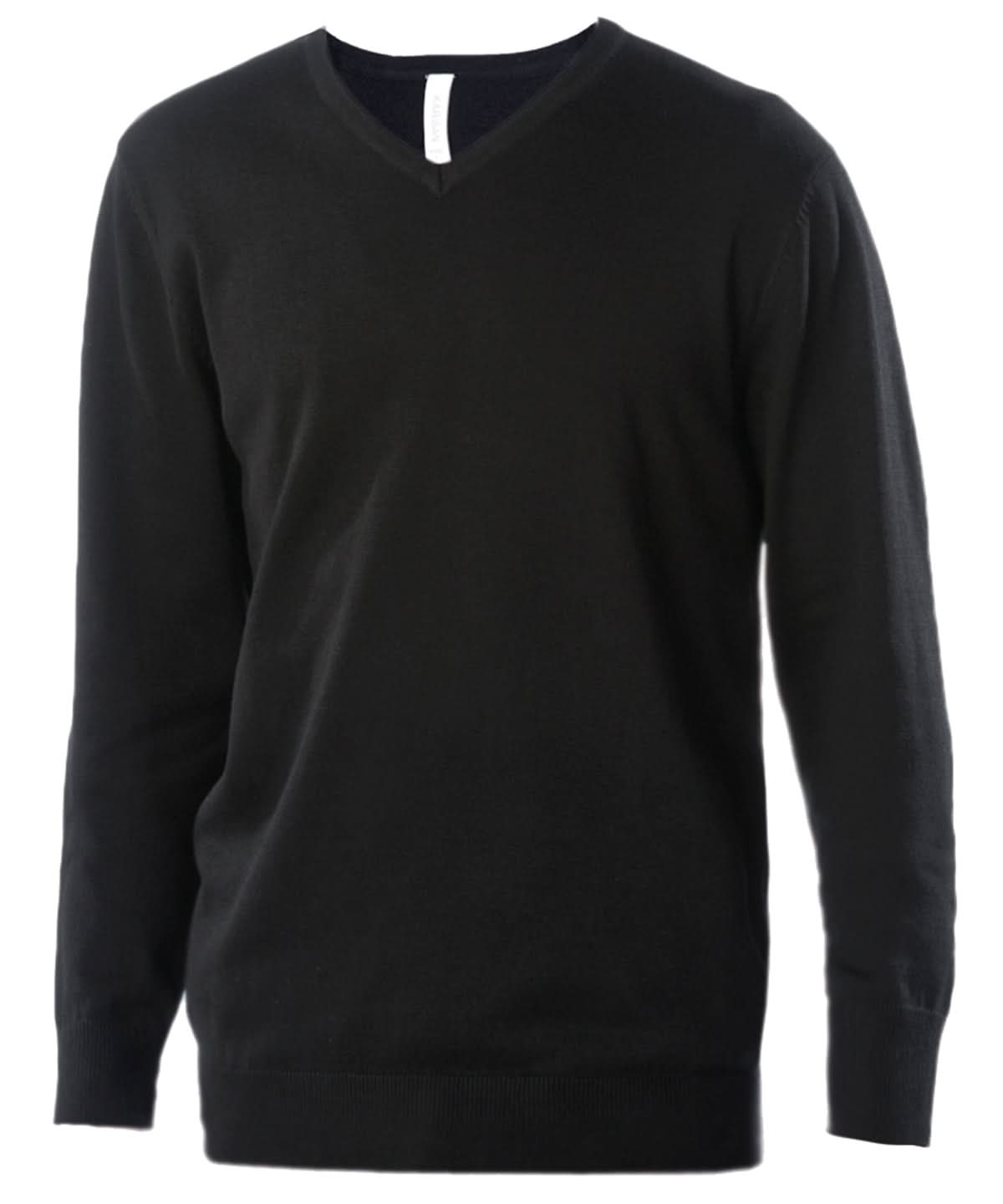 Kariban Mens V neck jumper KB965 - Black - Customisable Knitted Jumpers