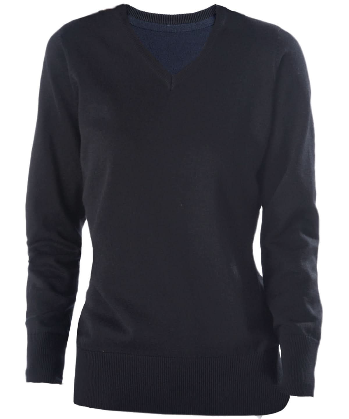 Kariban Ladies V neck jumper kb966 - Black - Customisable Knitted Jumpers
