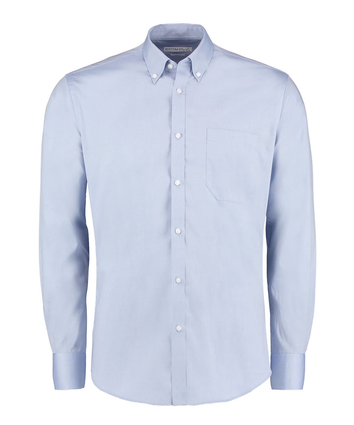 Kustom Kit Slim fit premium Oxford shirt long sleeved slim fit kk113 - Light Blue - Customisable Shirts