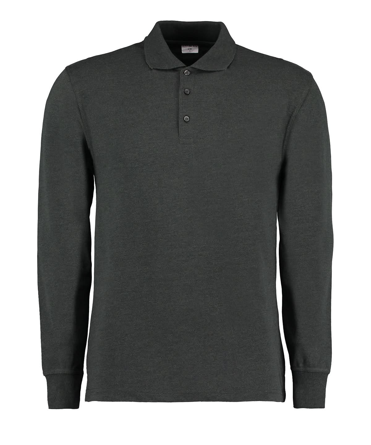 Kustom Kit Piqu polo long sleeved classic fit KK430 - Graphite - Customisable Polos