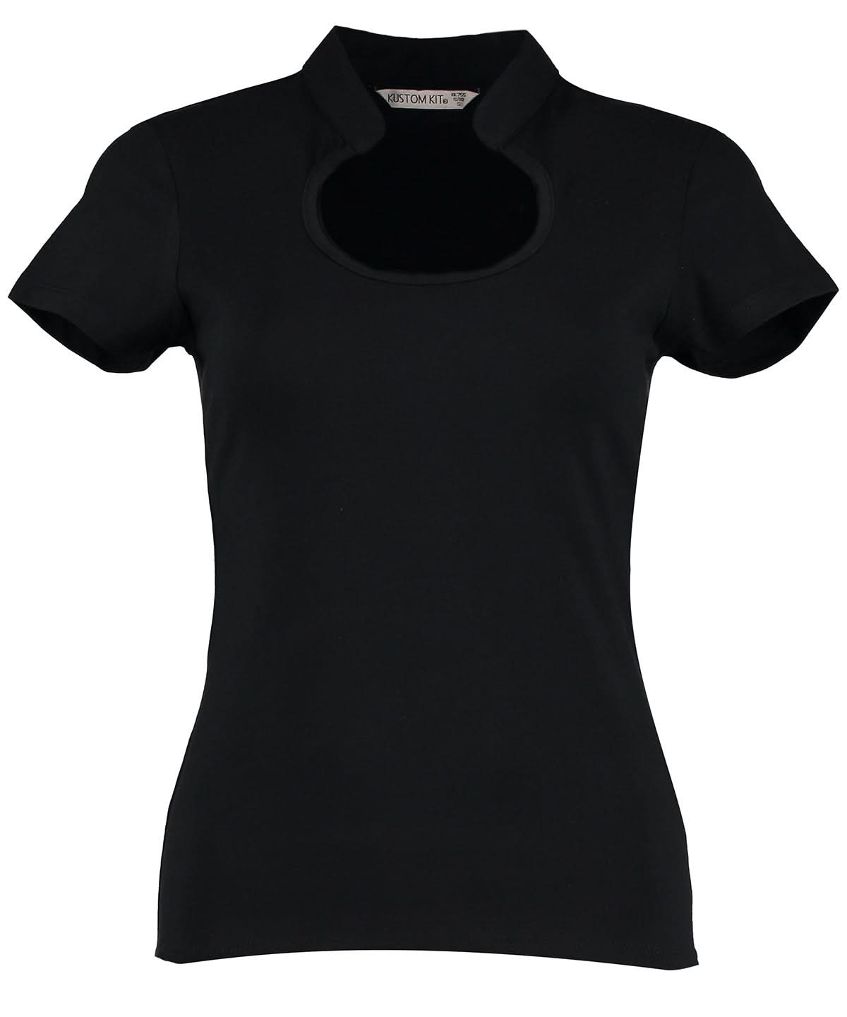 Kustom Kit Womens corporate top keyhole neck regular fit KK755 - Black - Customisable T-Shirts