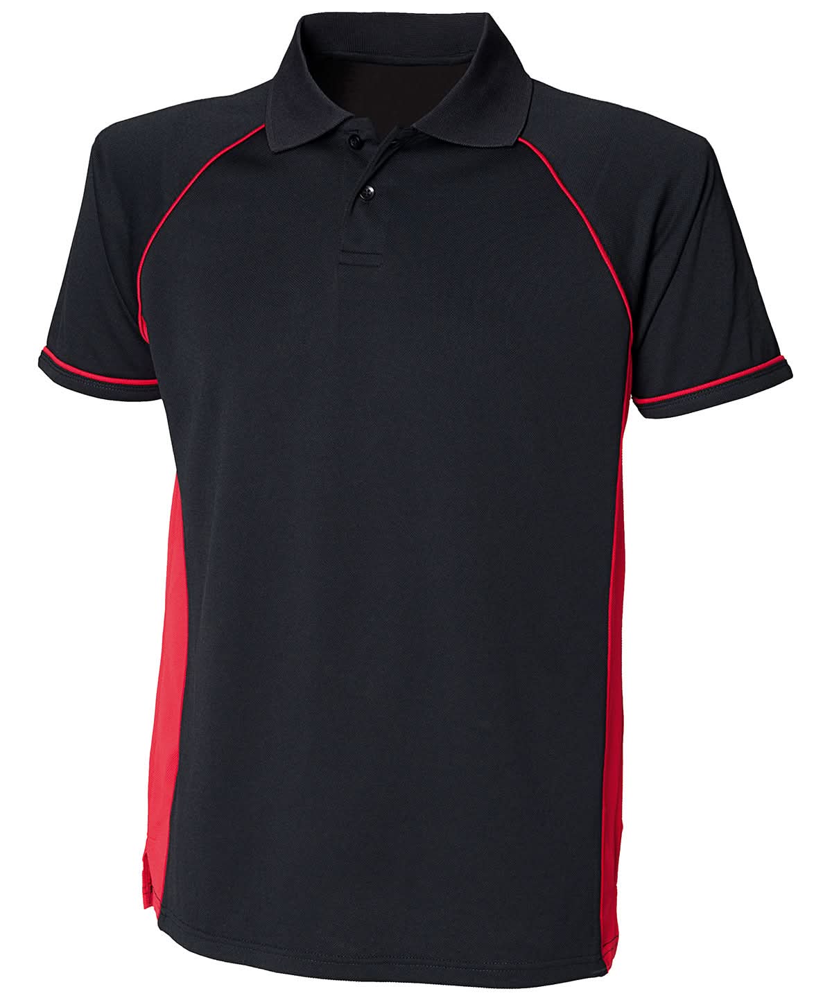 Finden & Hales Finden Hales Panel performance polo LV310 - Black Red Red - Customisable Polos