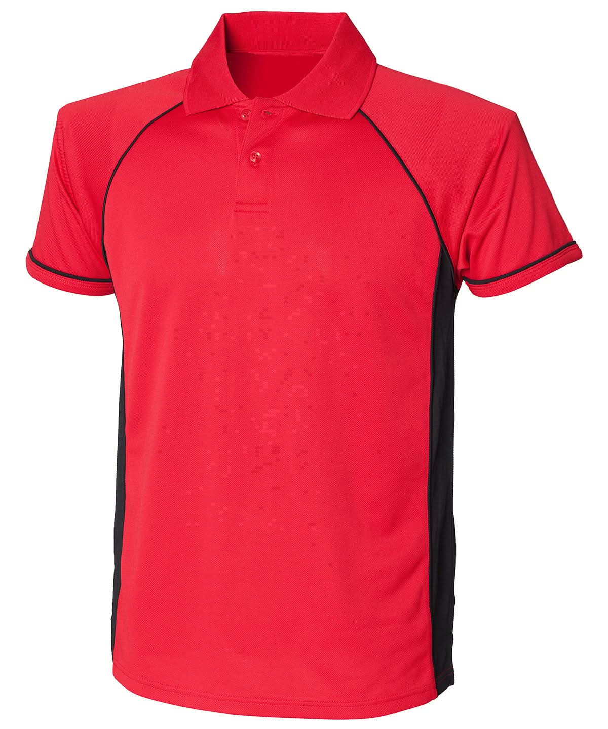 Finden & Hales Finden Hales Panel performance polo LV310 - Red Black Black - Customisable Polos