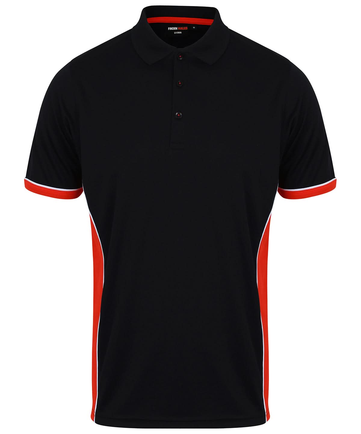 Finden & Hales Finden Hales Panel polo LV355 - Black Red White - Customisable Polos
