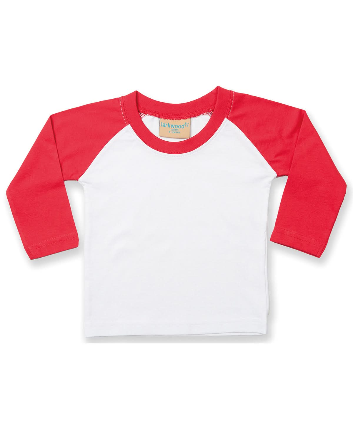 Larkwood Long Sleeve Baseball T Shirt LW25T - White Red - Customisable T-Shirts
