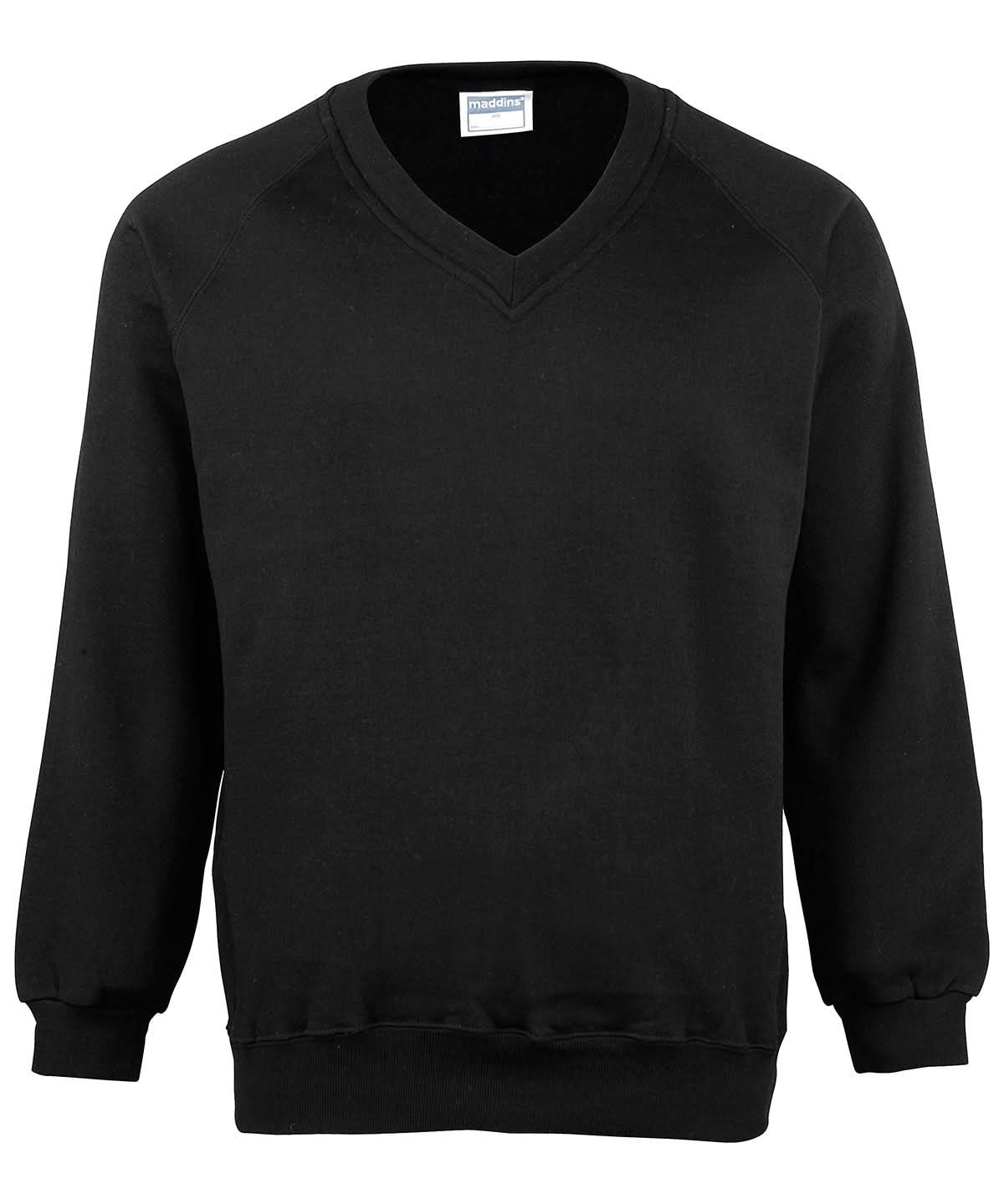 Maddins Kids Coloursure v neck sweatshirt MD02B - Black - Customisable Sweatshirts