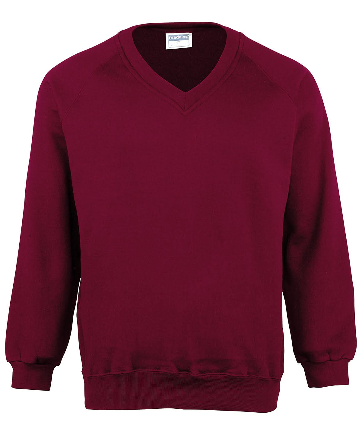 Maddins Kids Coloursure v neck sweatshirt MD02B - Burgundy - Customisable Sweatshirts