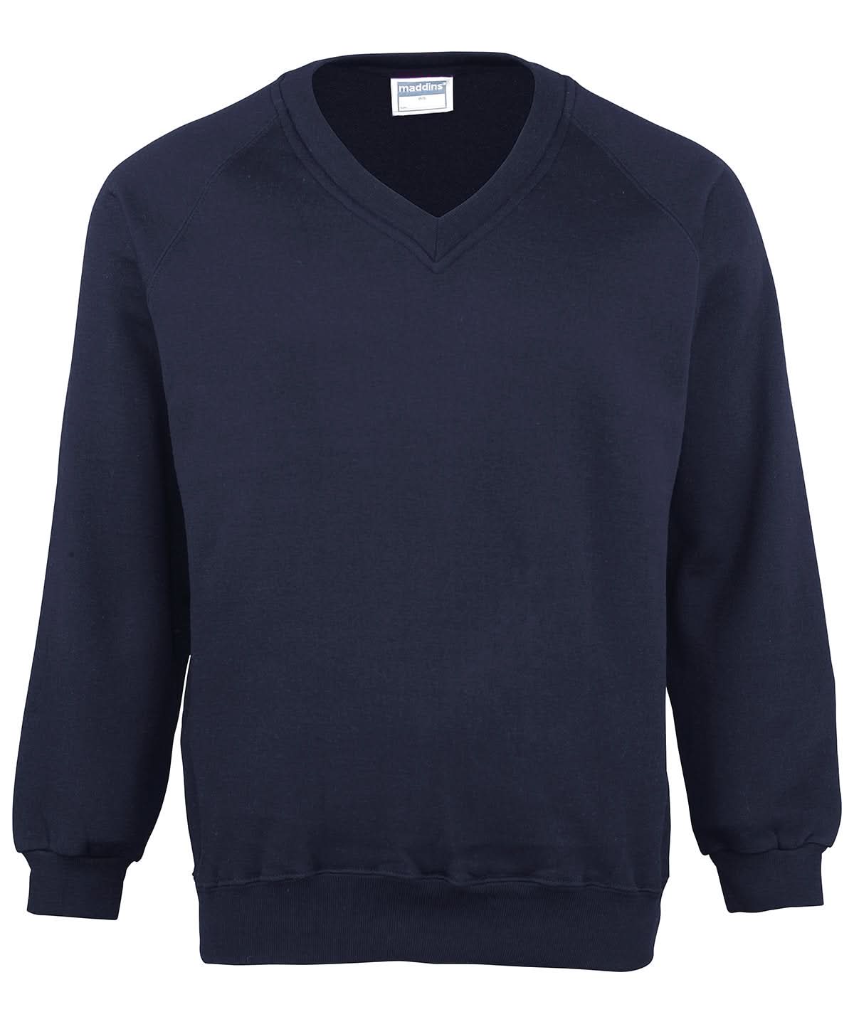 Maddins Kids Coloursure v neck sweatshirt MD02B - Navy - Customisable Sweatshirts