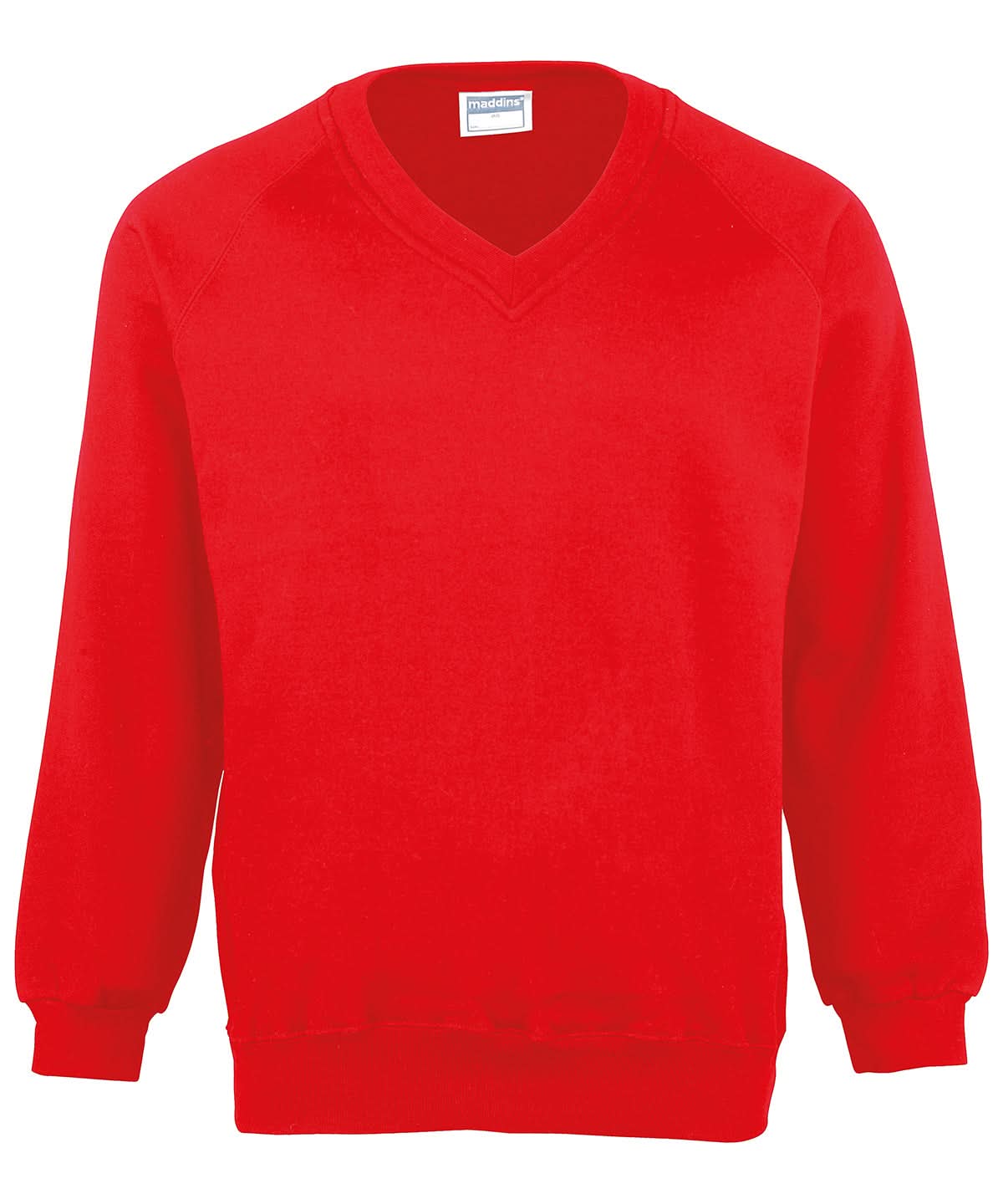 Maddins Kids Coloursure v neck sweatshirt MD02B - Red - Customisable Sweatshirts