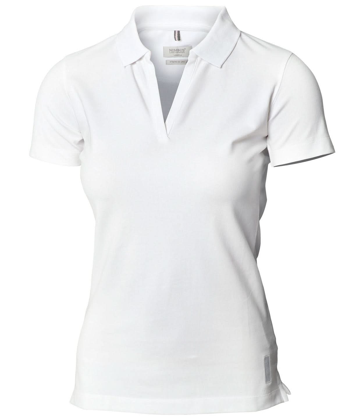 Nimbus Womens Harvard v neck stretch deluxe polo NB52F - White - Customisable Polos