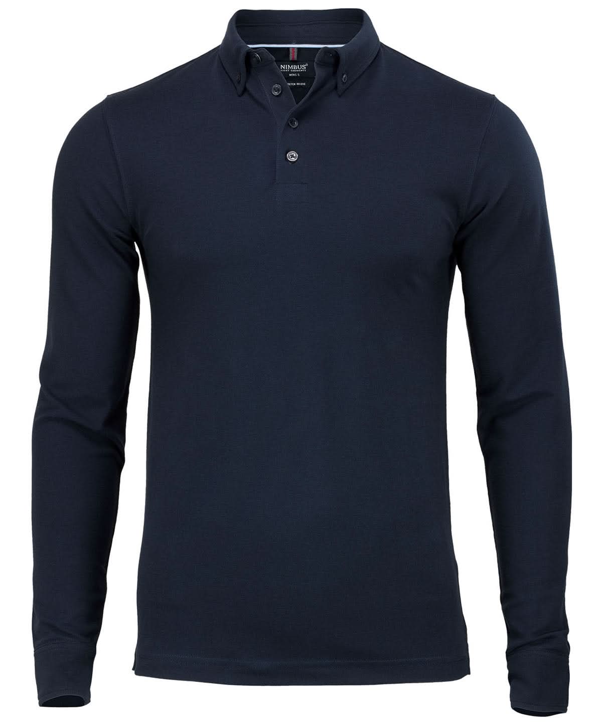 Nimbus Carlington deluxe long sleeve polo NB71M - Navy - Customisable Polos