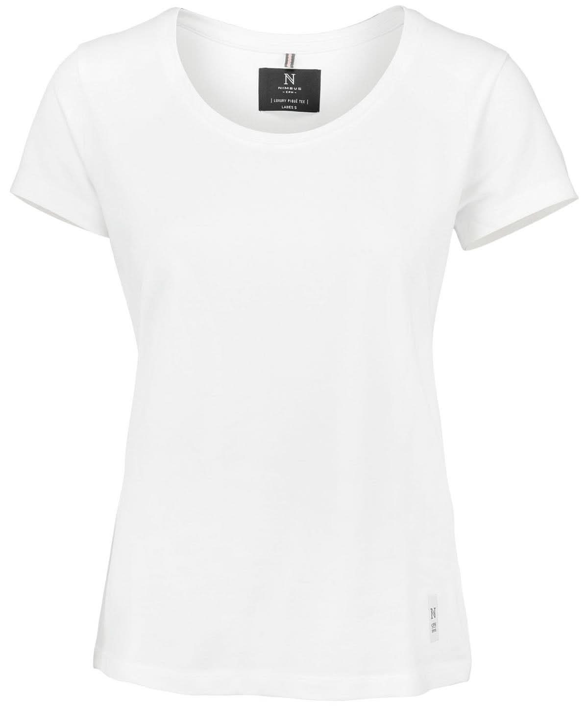 Nimbus Womens Danbury the piqu tee NB72F - White - Customisable T-Shirts