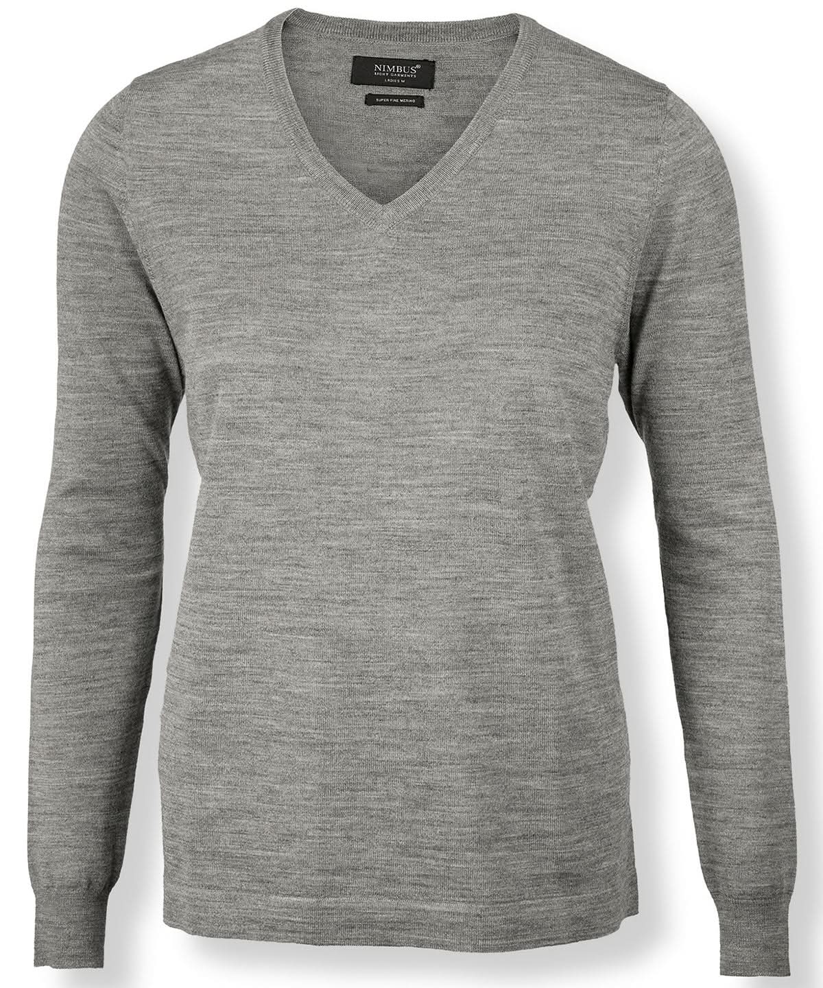 Nimbus Womens Ashbury classy luxury merino blend NB92F - Grey Melange - Customisable Knitted Jumpers
