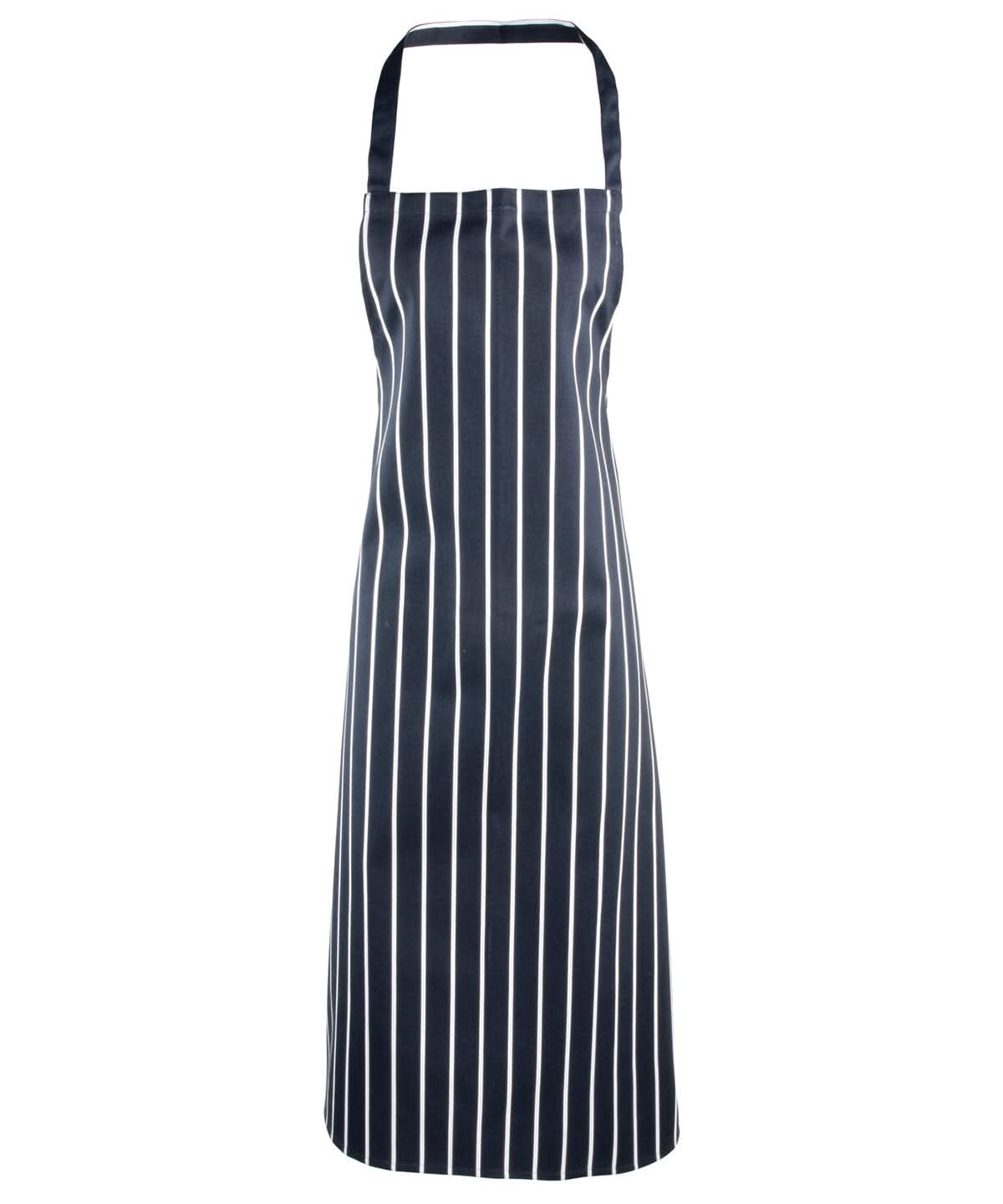 Premier Striped bib apron PR110 - Navy White One size - Customisable Apron