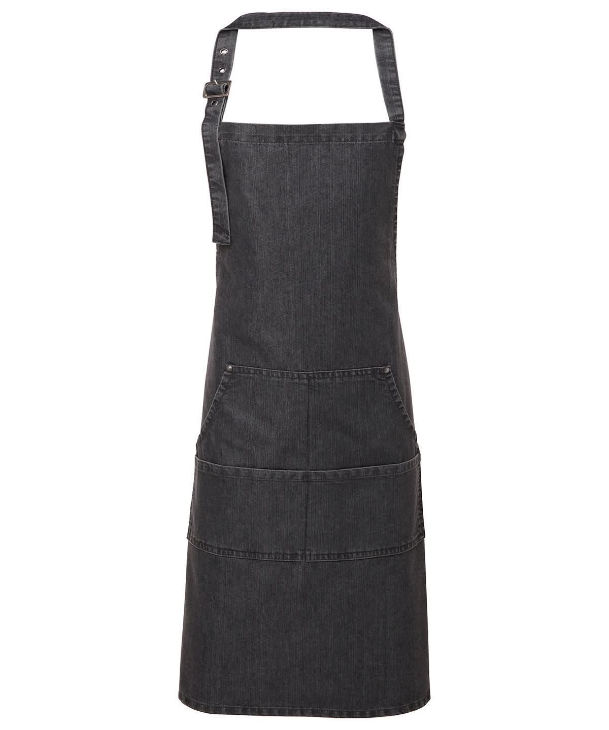 Premier Jeans stitch bib apron PR126 - Black Denim One size - Customisable Apron