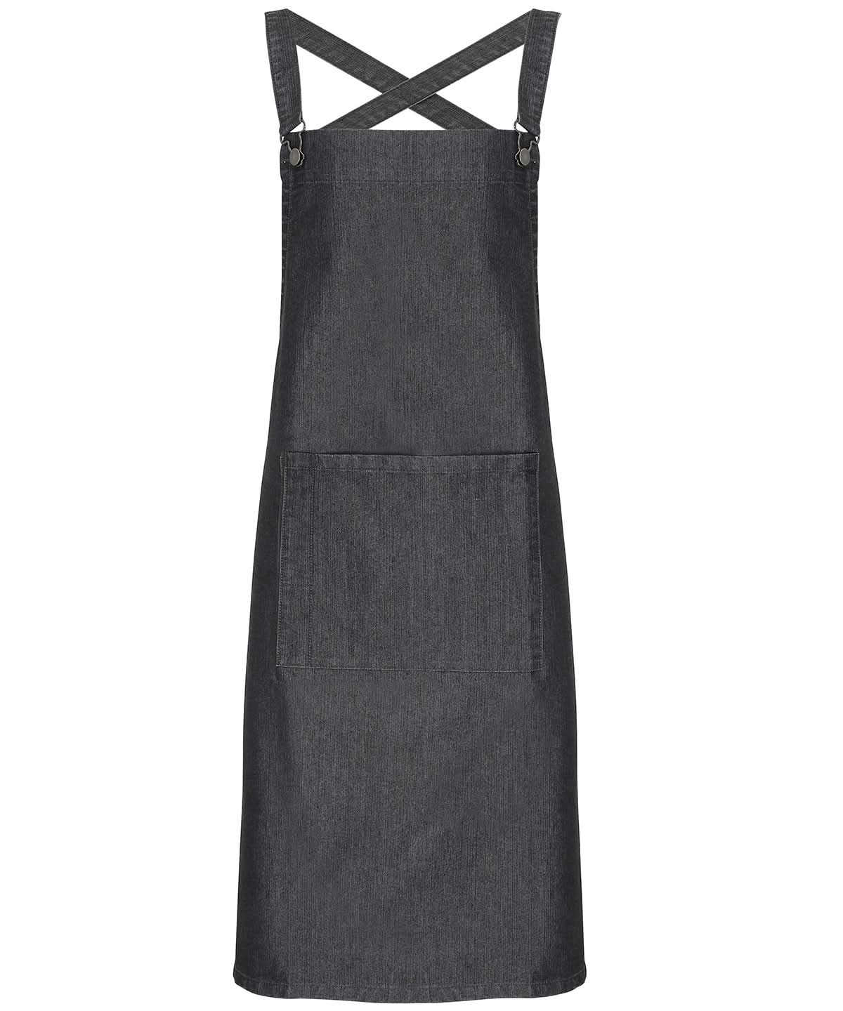 Premier Cross back barista bib apron PR129 - Black Denim One size - Customisable Apron
