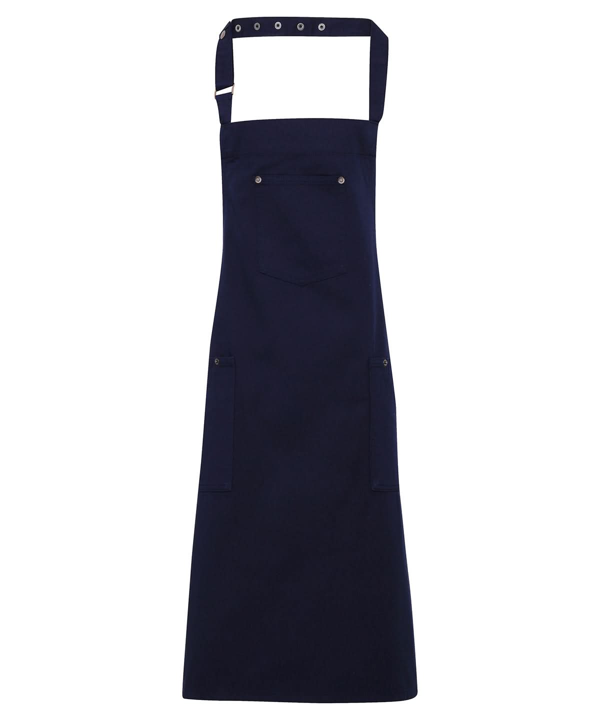 Premier Chino cotton bib apron PR132 - Navy One size - Customisable Apron