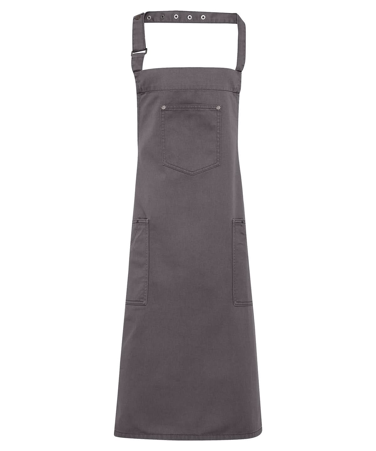Premier Chino cotton bib apron PR132 - Steel One size - Customisable Apron