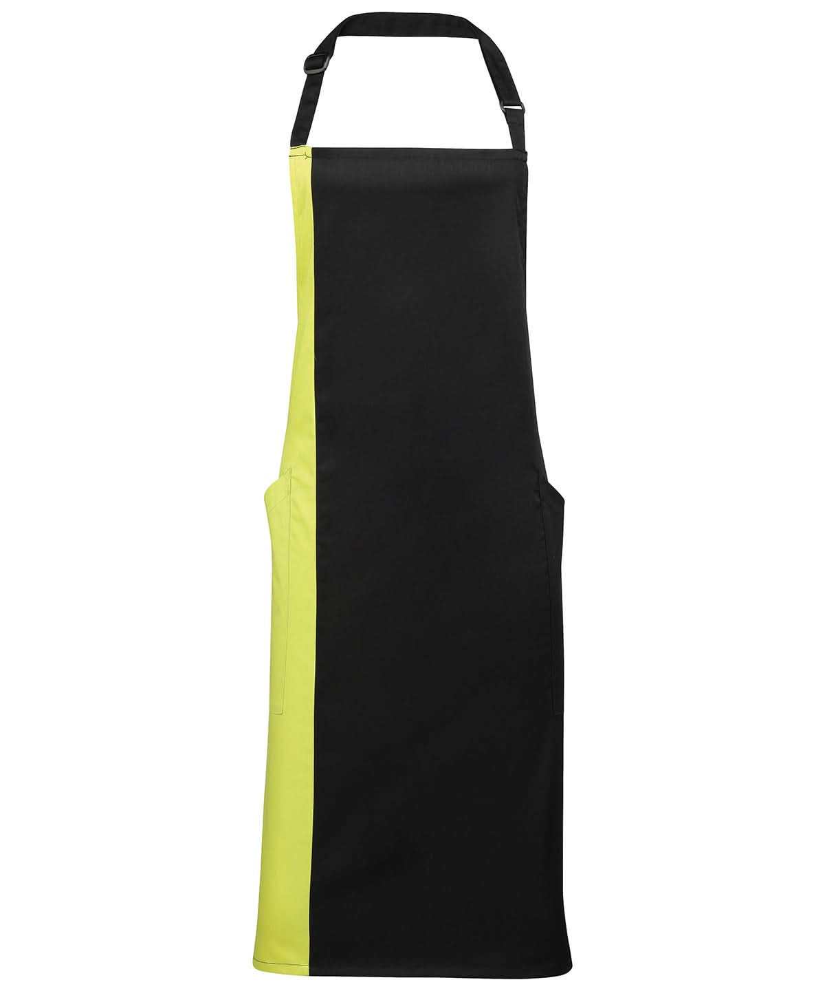 Premier Contrast bib apron PR162 - Black Lime One size - Customisable Apron