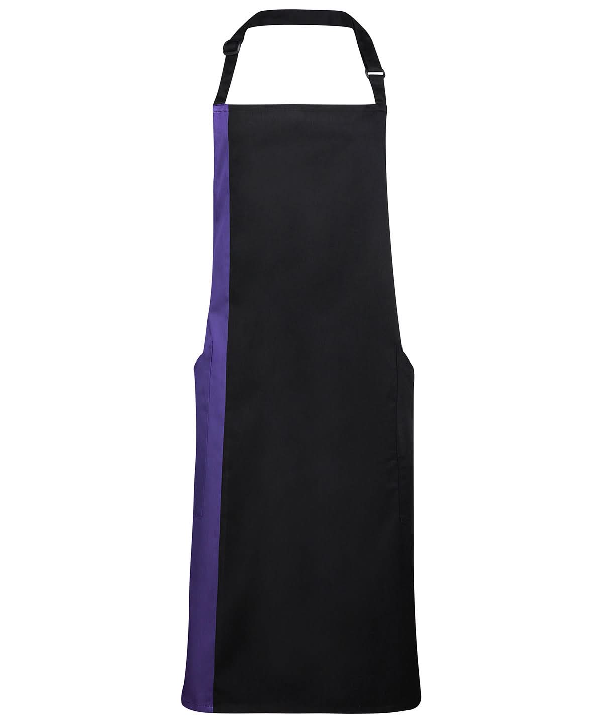 Premier Contrast bib apron PR162 - Black Purple One size - Customisable Apron