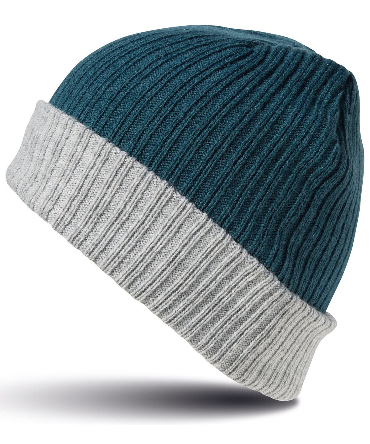 Result Winter Essentials Double layer knitted hat R378X - Teal Grey One size - Customisable Hats